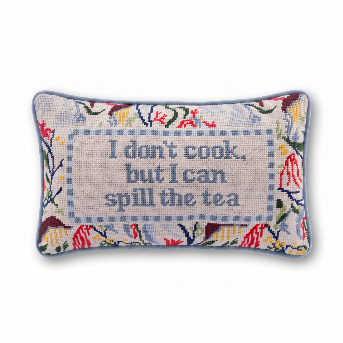 Spill the Tea Needlepoint Pillow