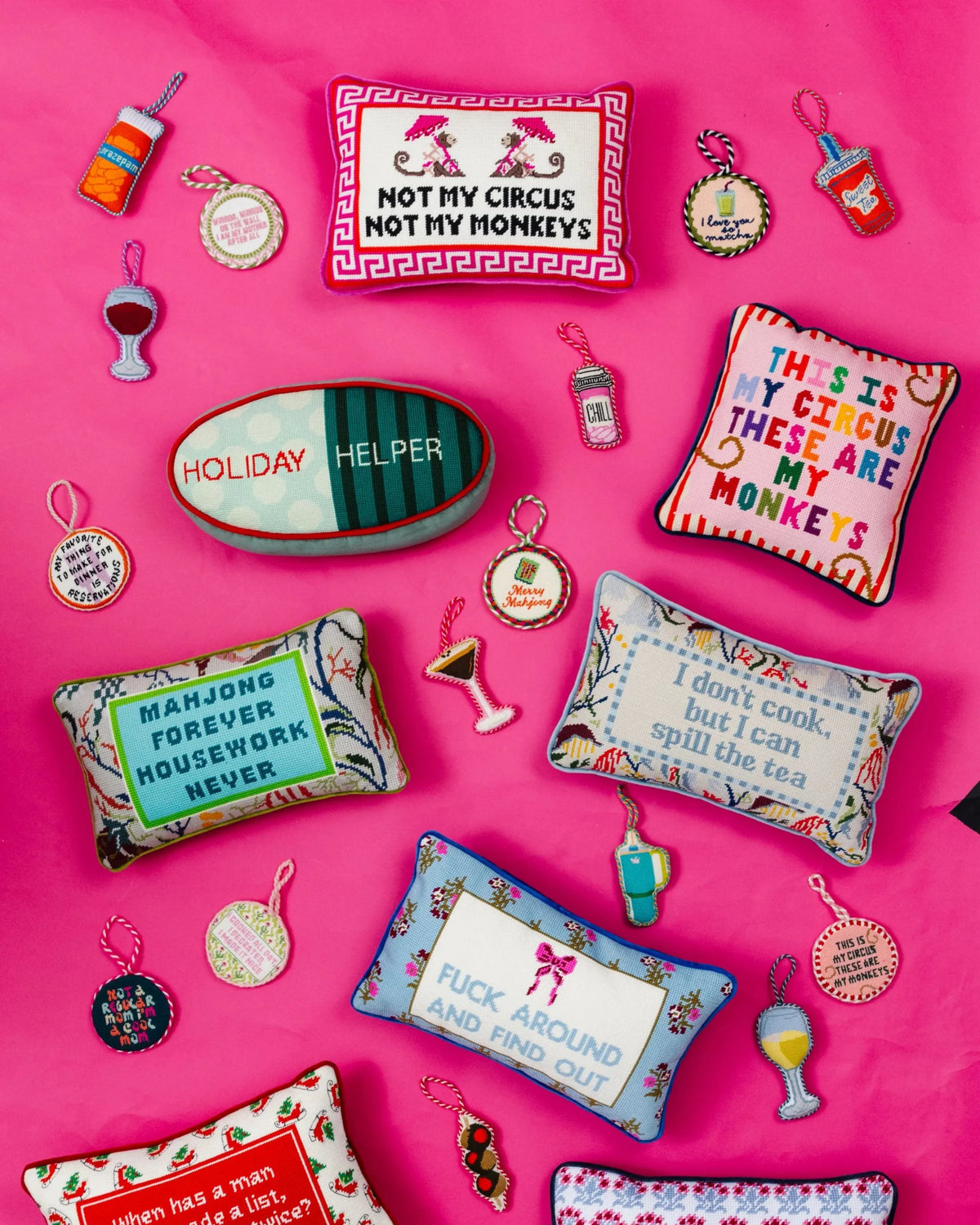 Not My Circus Needlepoint Pillow