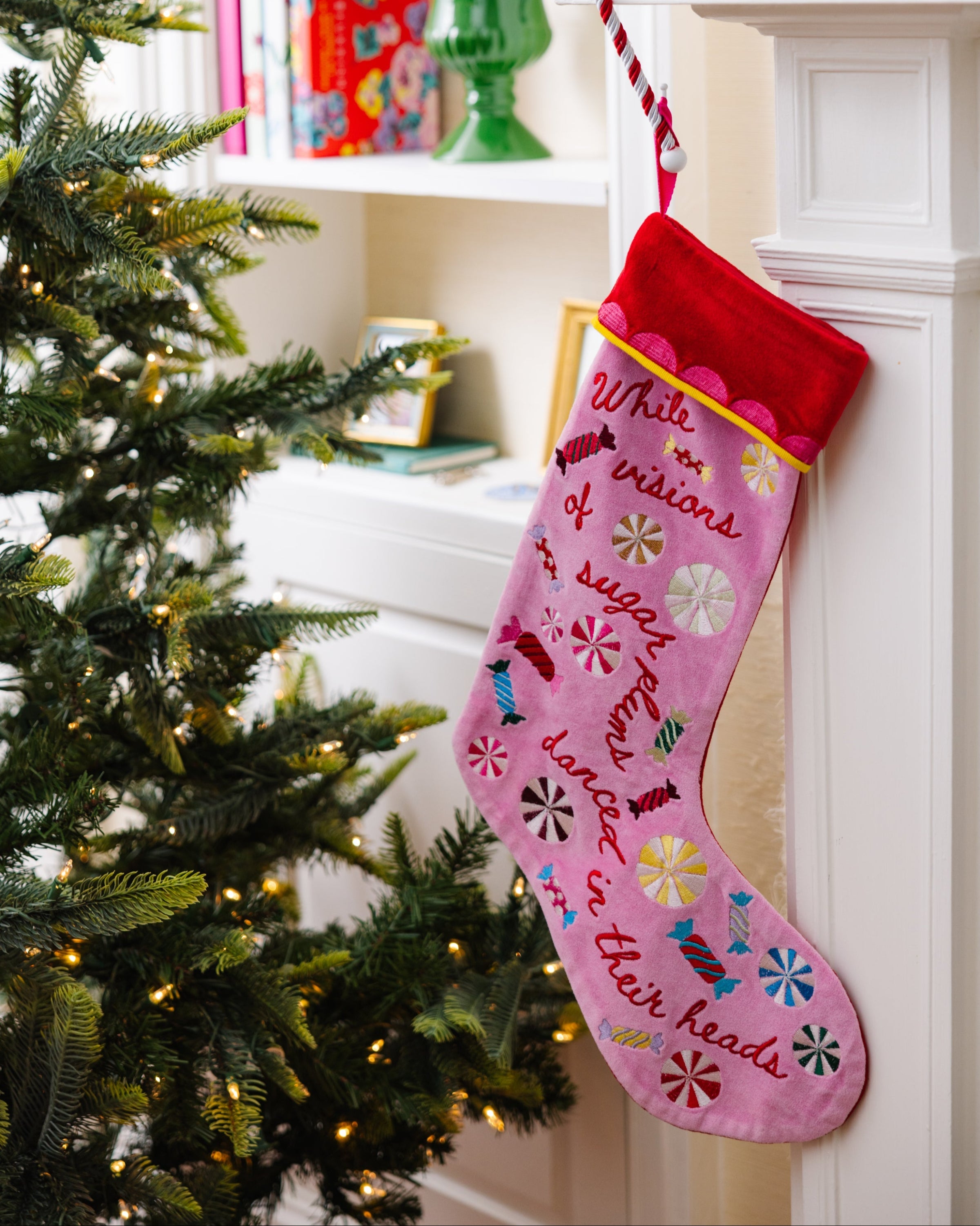 Sugar Plums Embroidered Stocking
