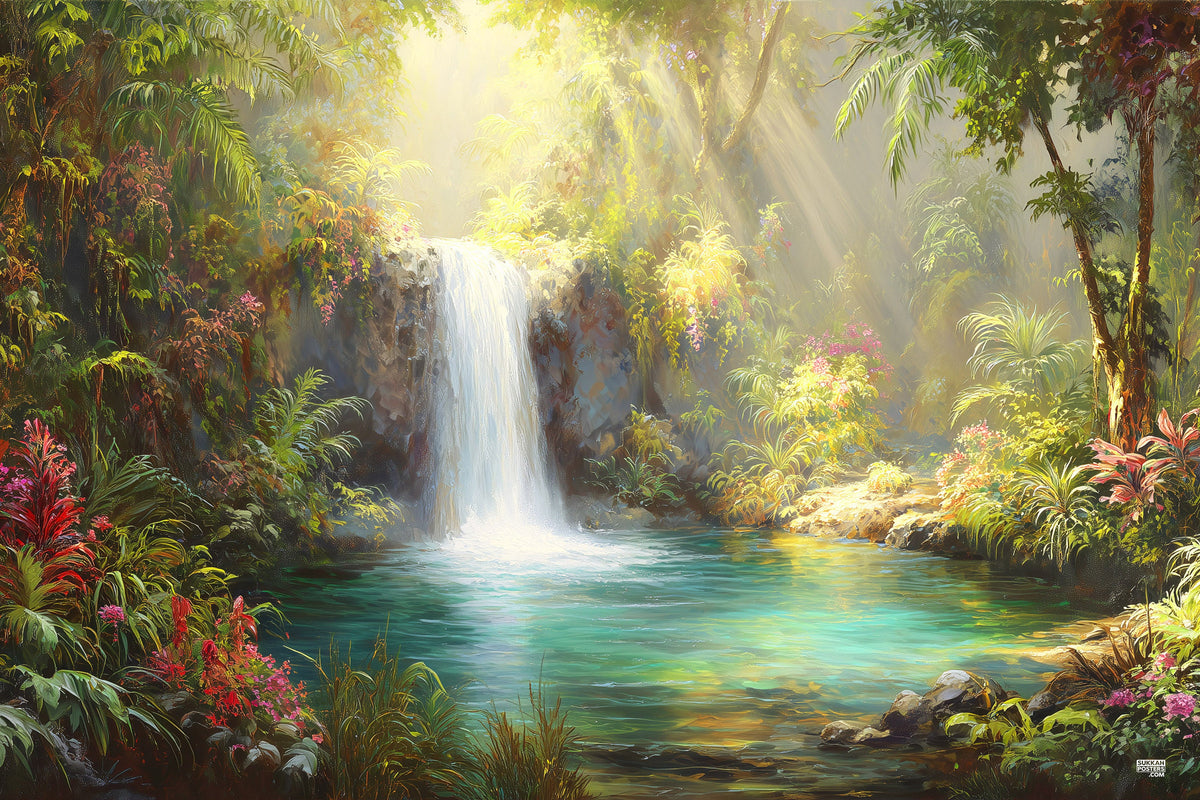 Tropical Falls Sukkah Mural