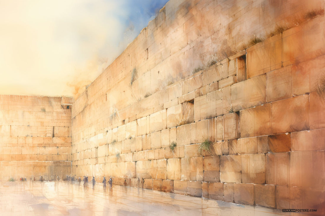Abstract Kosel Watercolor Sukkah Mural