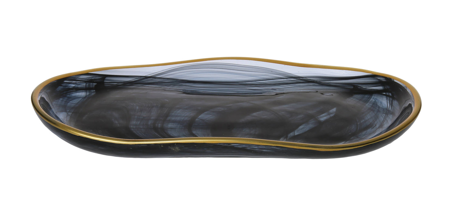 Large Black Alabaster Oval Tray