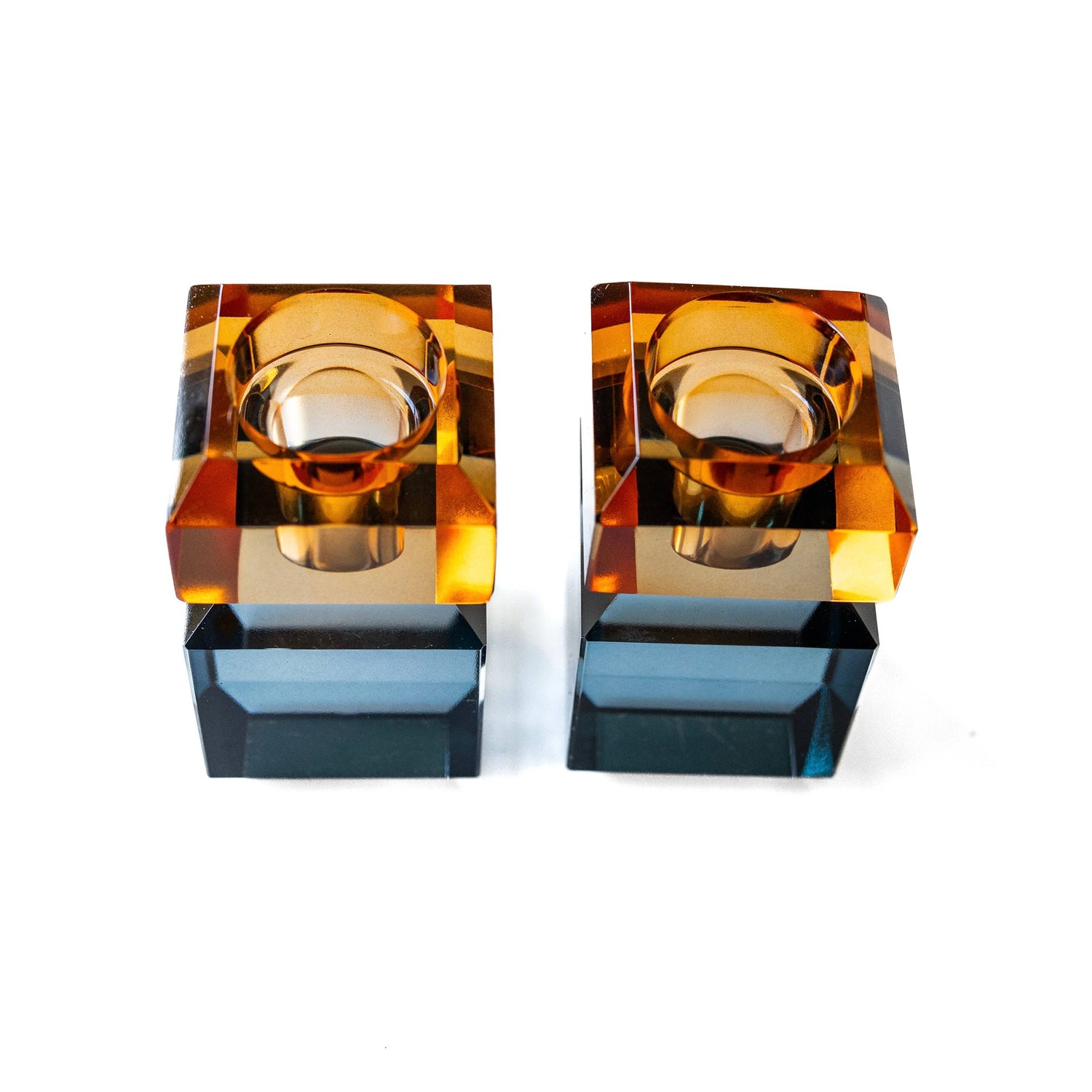 Pair of 3” Two Tone Candleholders