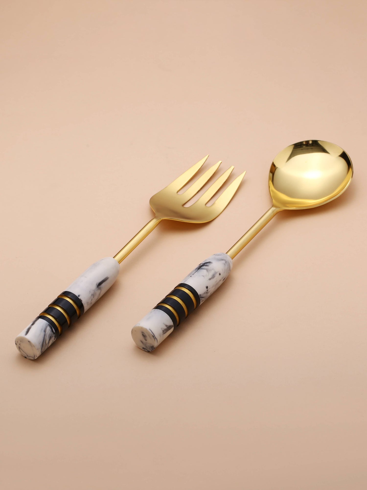 Gold Plated Metal &amp; Resin Salad Server 2- Piece Set (11)