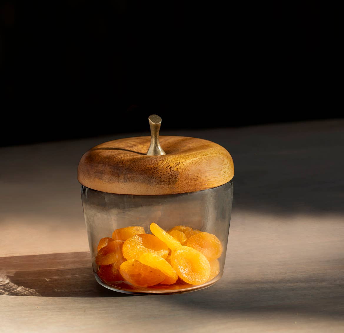 Apple Glass and Wood Jar / Canister