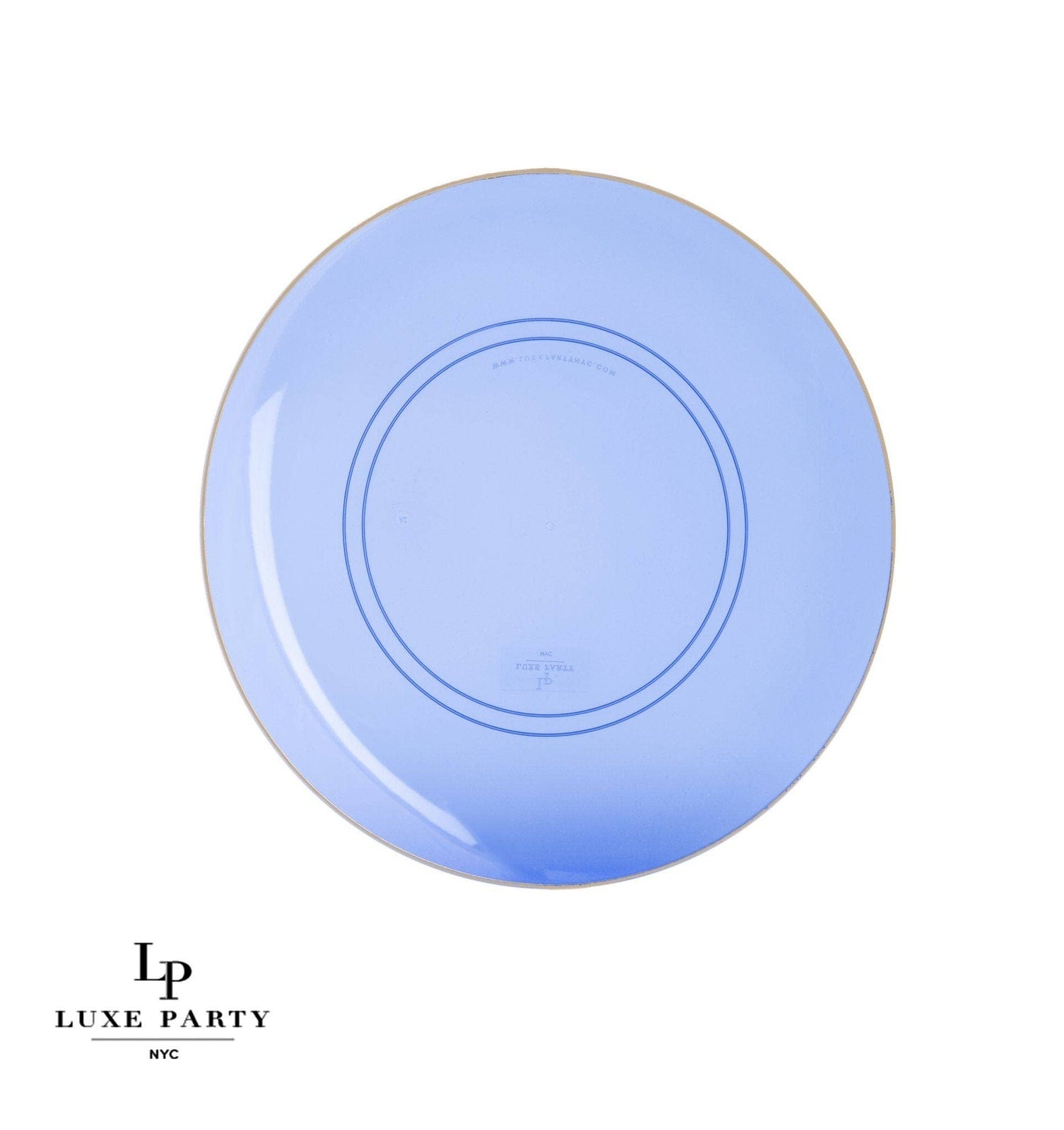 Round Transparent Bartenura Blue  • Gold Plastic Plates | 10
