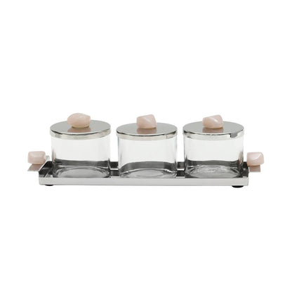 Hyaline Set of Three Glass Jars with Lids