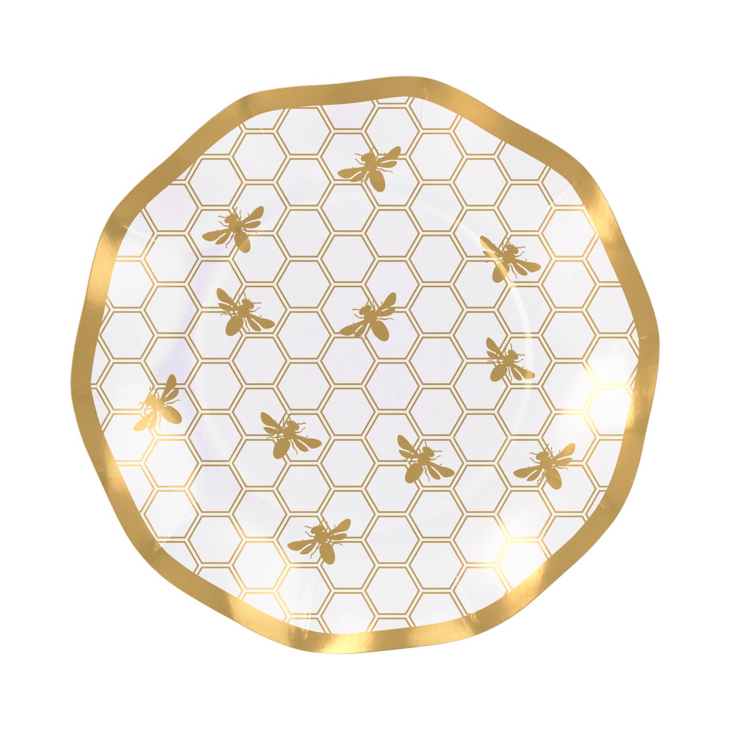 Paper Wavy Salad Plate Honeybee/8pk