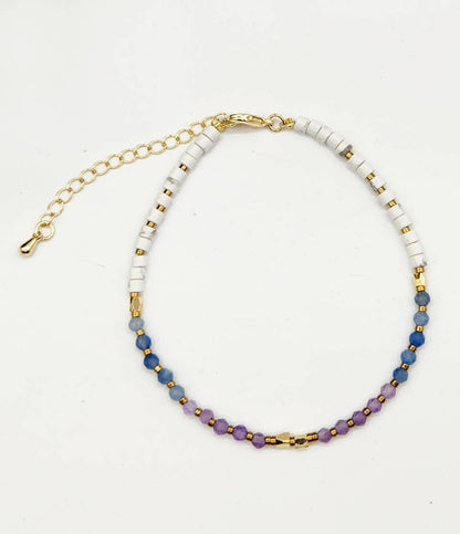 MENTAL CLARITY-Amethyst/Blue Aventurine/Howlite Bracelet-3mm