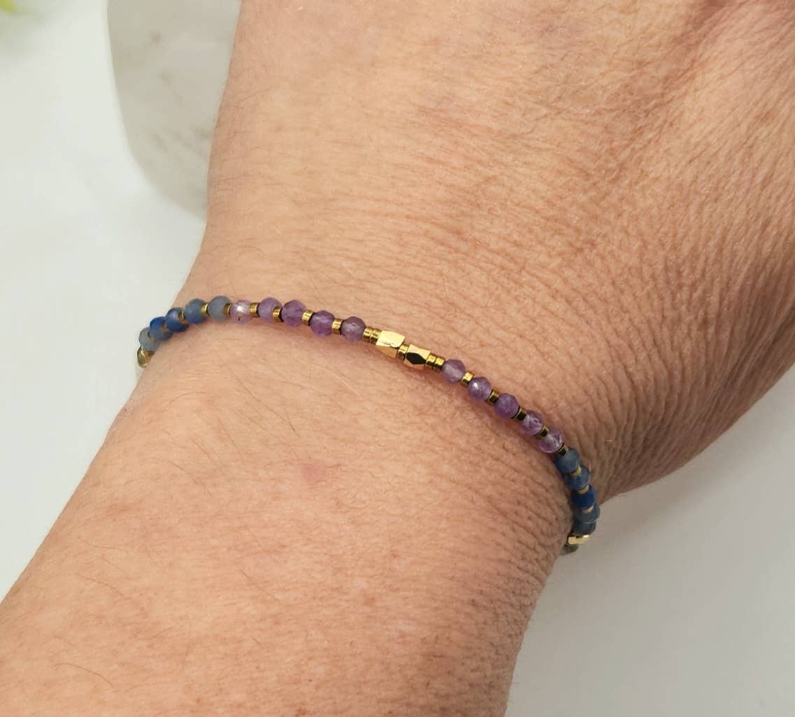 MENTAL CLARITY-Amethyst/Blue Aventurine/Howlite Bracelet-3mm