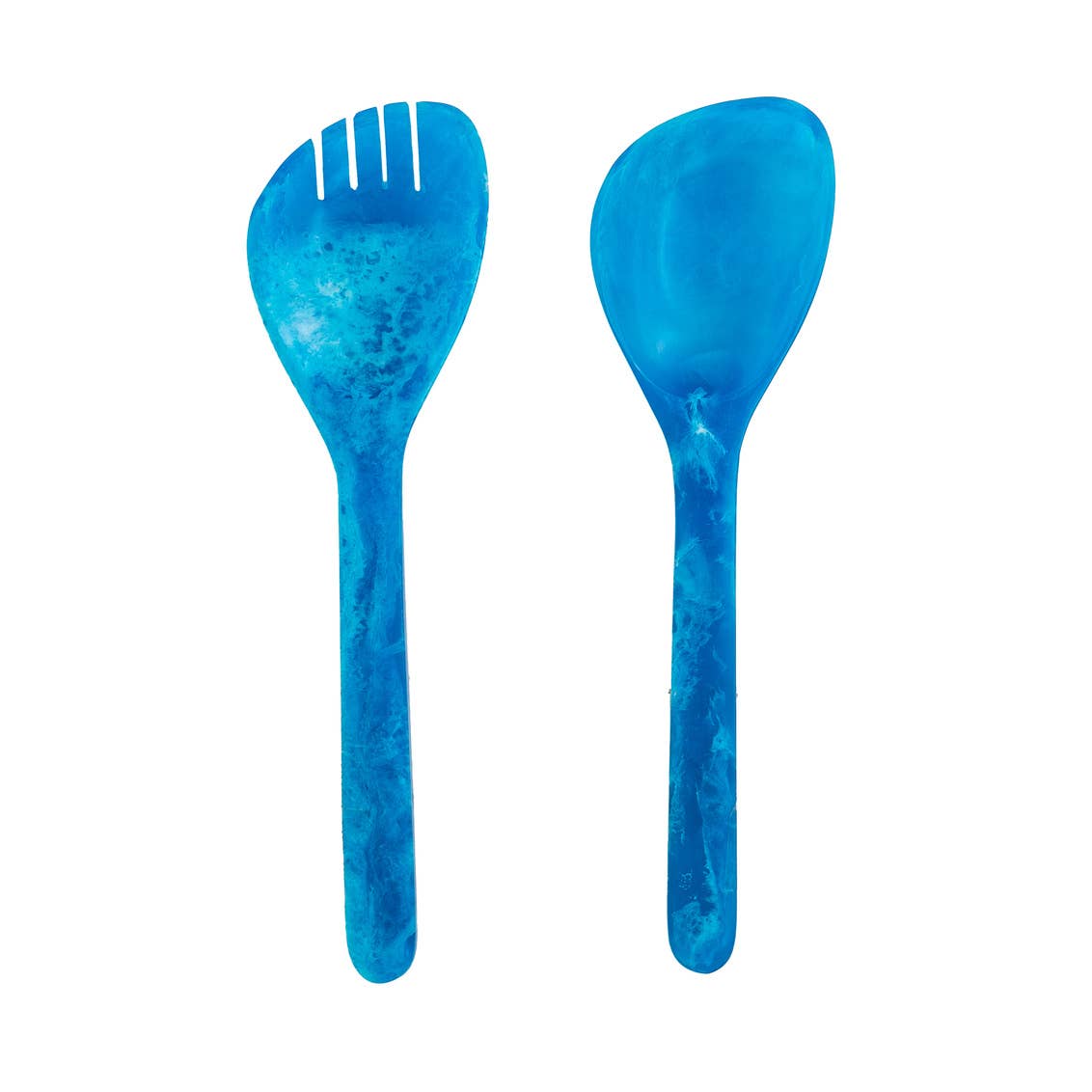 Set of Two Radiant Resin Salad Servers - Blue