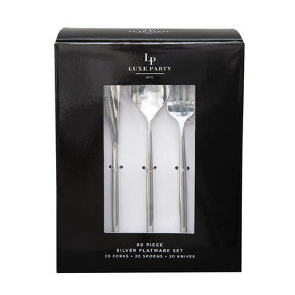 Matrix Silver Plastic Cutlery Set | 60 Pieces
