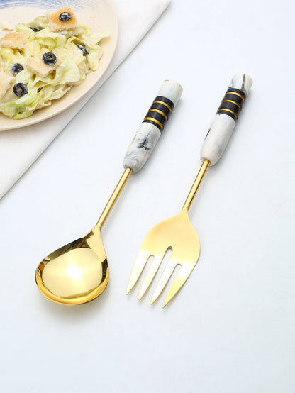 Gold Plated Metal &amp; Resin Salad Server 2- Piece Set (11)