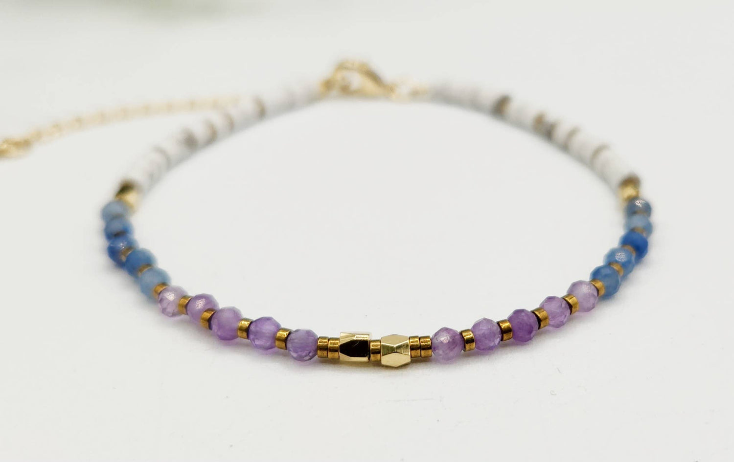MENTAL CLARITY-Amethyst/Blue Aventurine/Howlite Bracelet-3mm