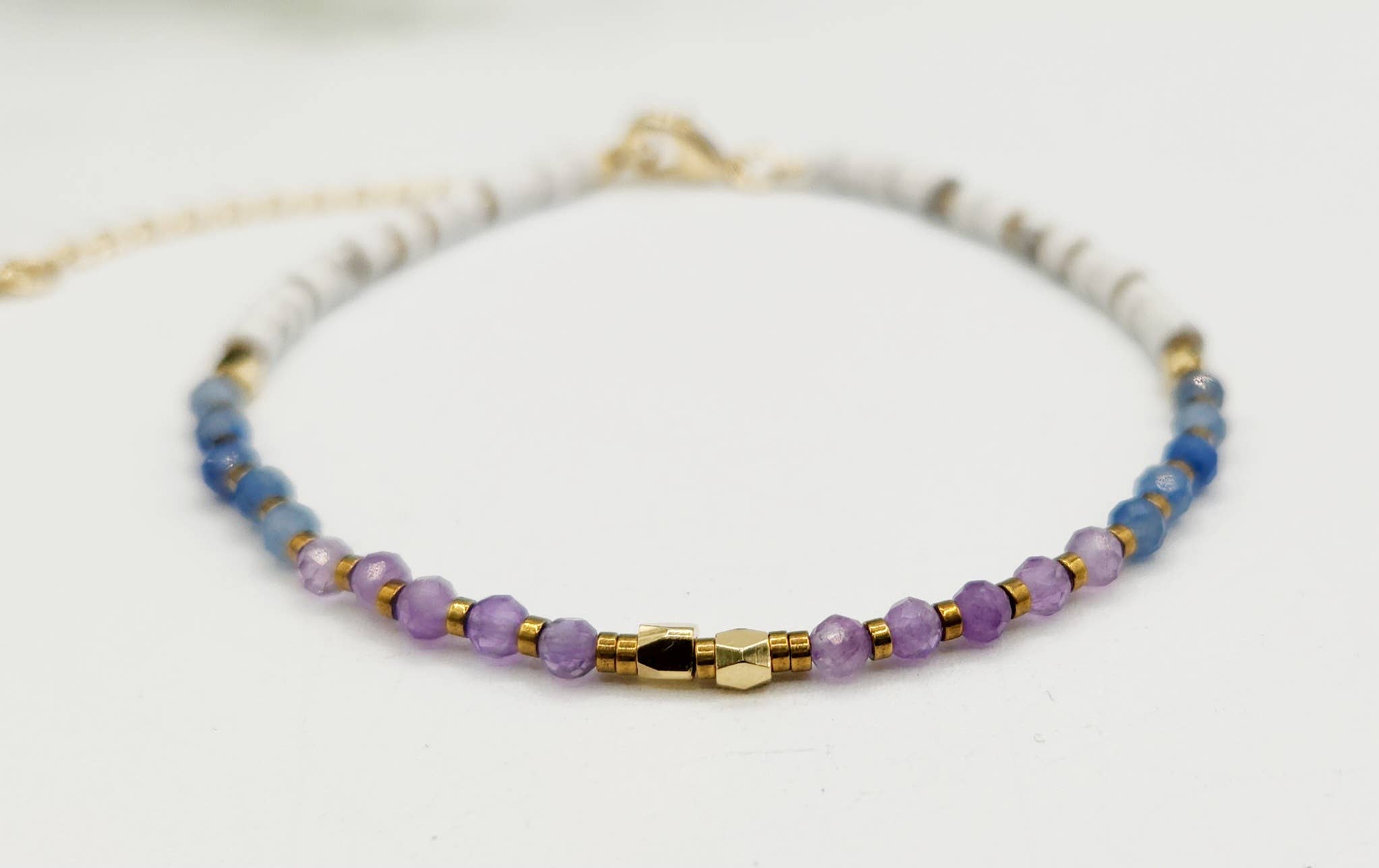 MENTAL CLARITY-Amethyst/Blue Aventurine/Howlite Bracelet-3mm
