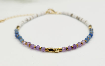 MENTAL CLARITY-Amethyst/Blue Aventurine/Howlite Bracelet-3mm