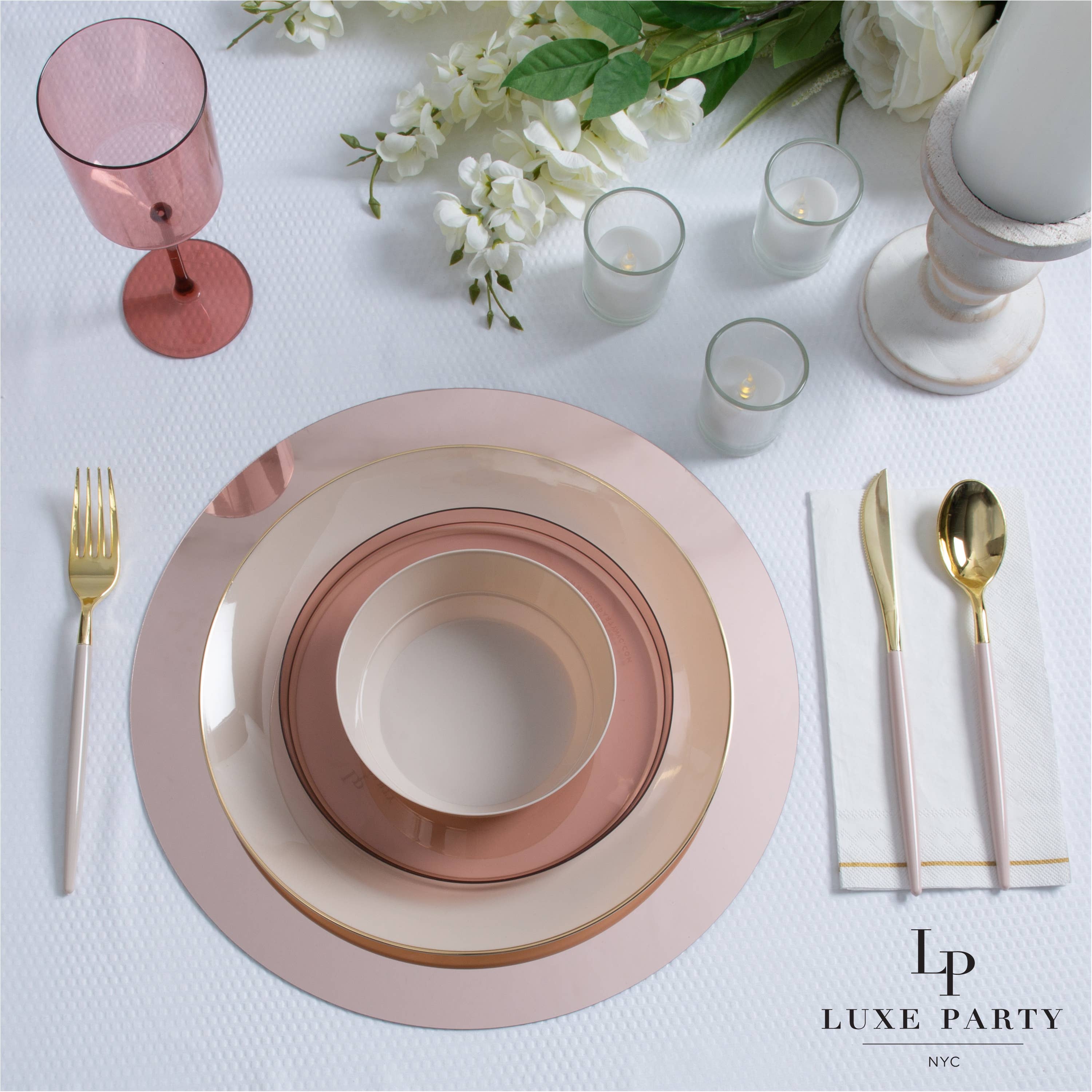 13&quot; Rose Gold Round Light Weight Mirror Charger Plate | 1 Ch