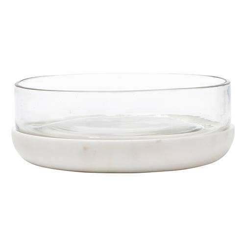 White Marble and Glass Bowl