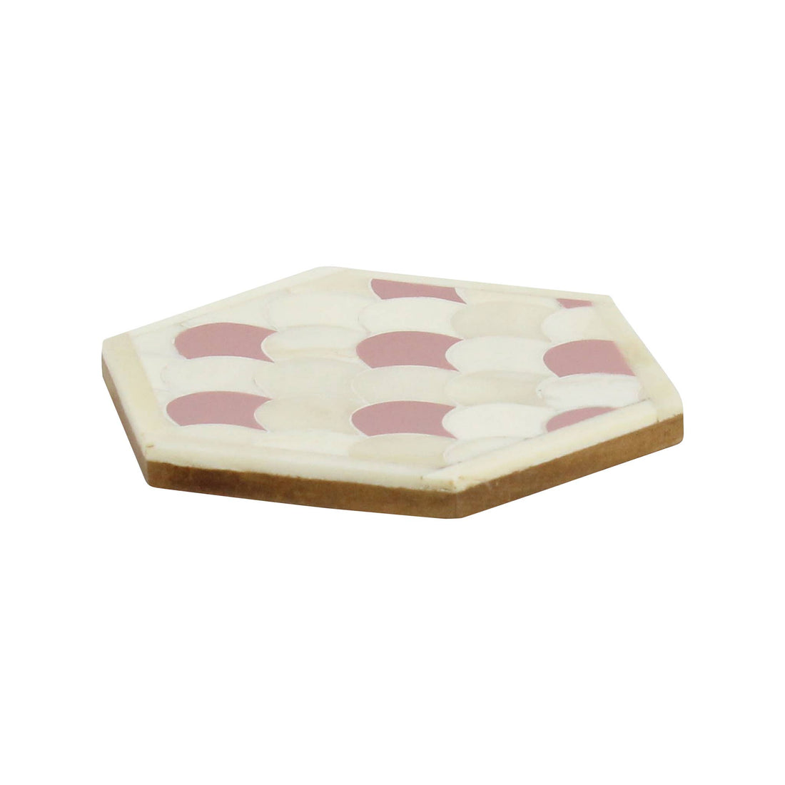 Native Narrative Scallop Coaster Set of 4 in Ivory & Pink