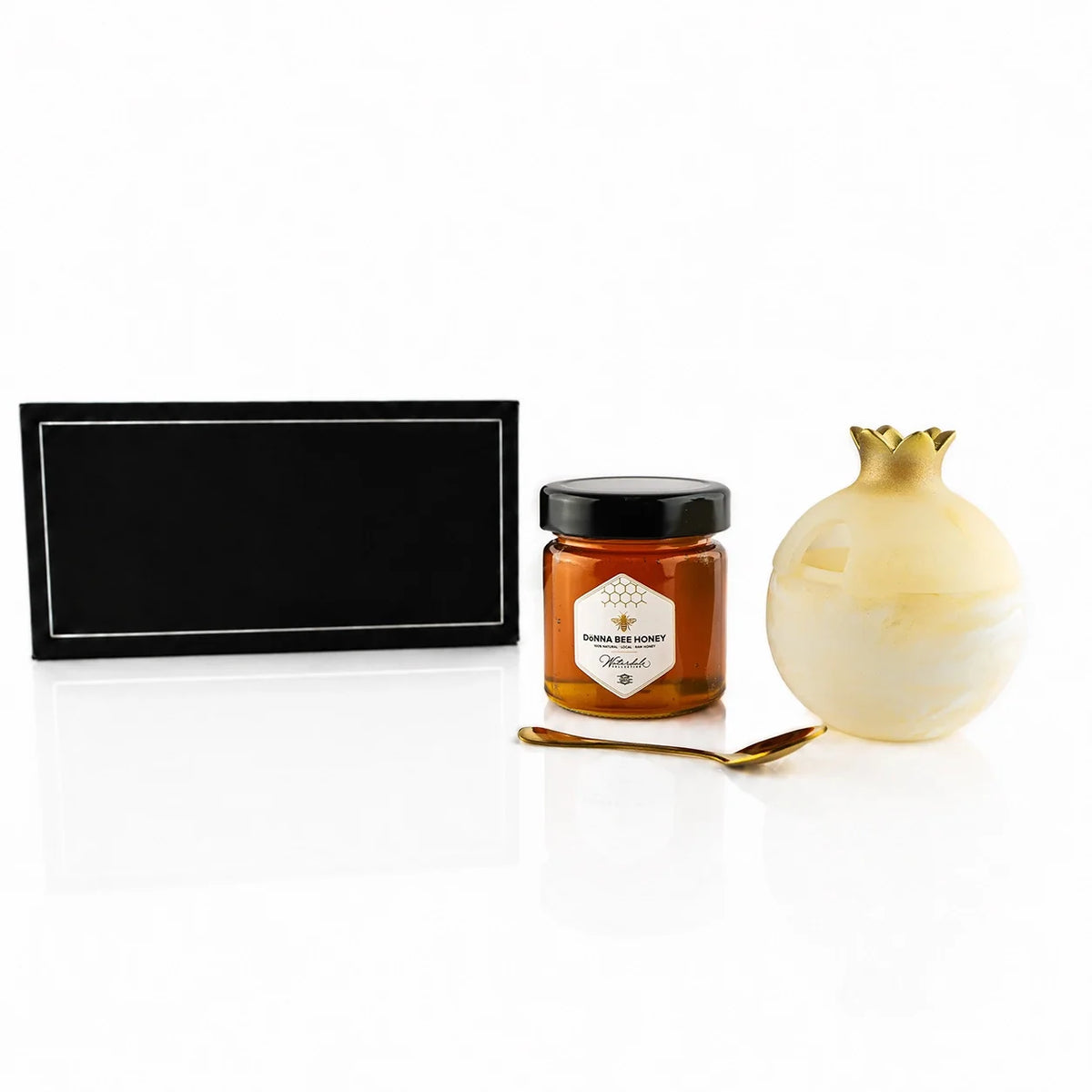 Gourmet Honey &amp; Resin Honey Dish Pomegranate Gift Set