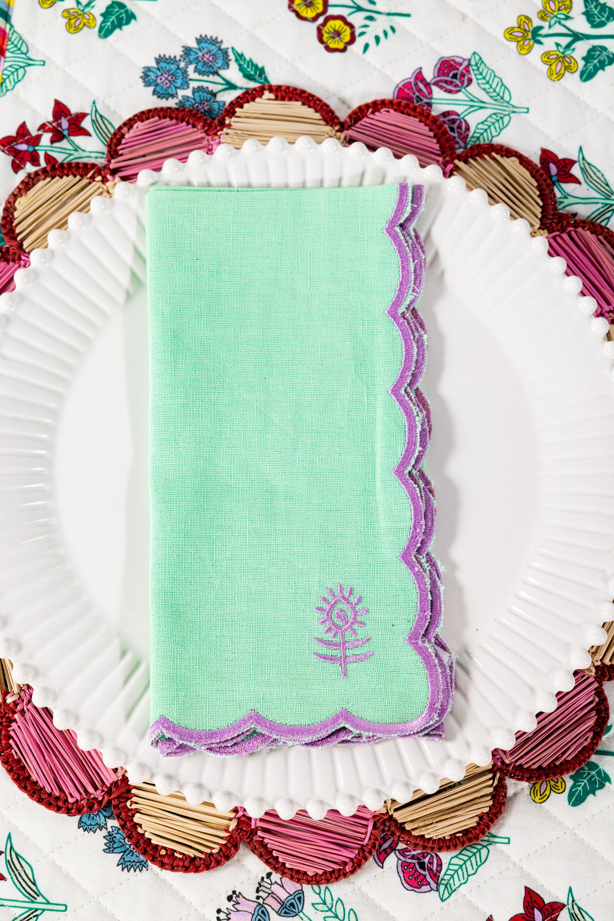 Icon Linen Napkins S/4 - Mint + Lilac