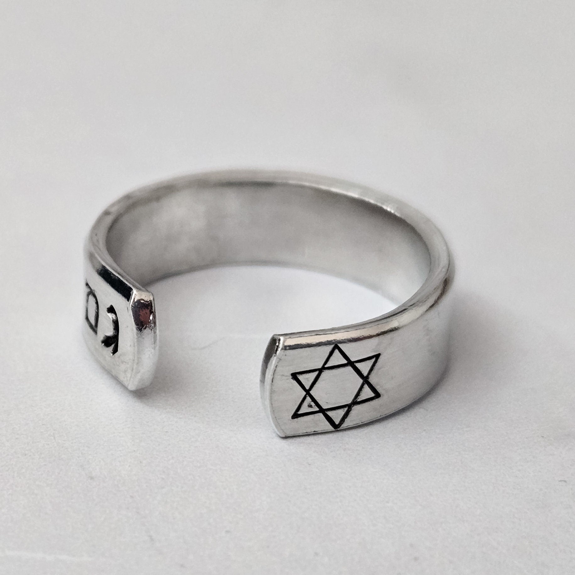 This Too Shall Pass Hebrew Sterling Silver Star of David Band Ring
