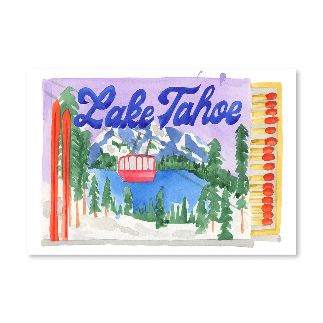 Lake Tahoe Ski Matchbook Art Print