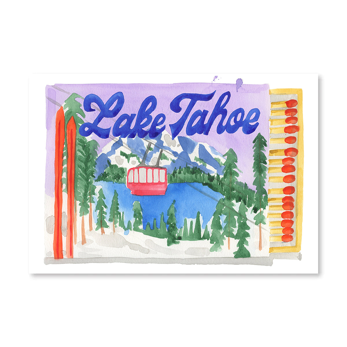 Lake Tahoe Ski Matchbook Art Print