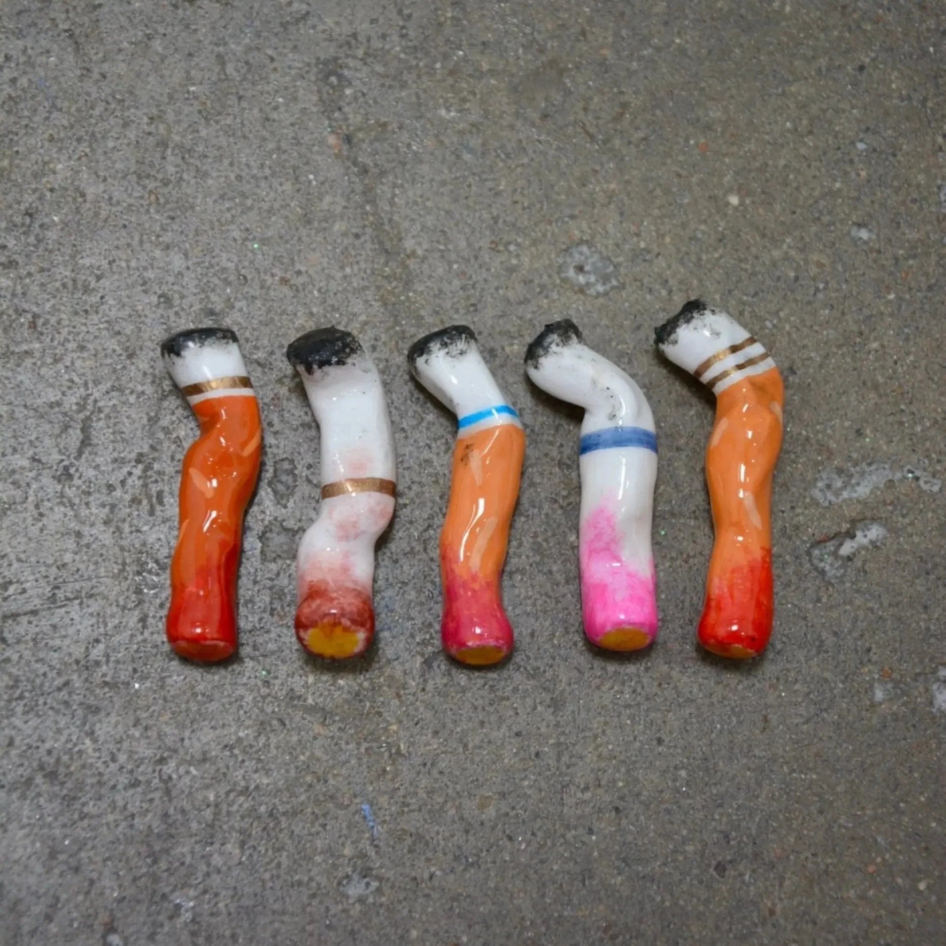 LIPSTICK-STAINED CIGARETTES - SET OF FIVE