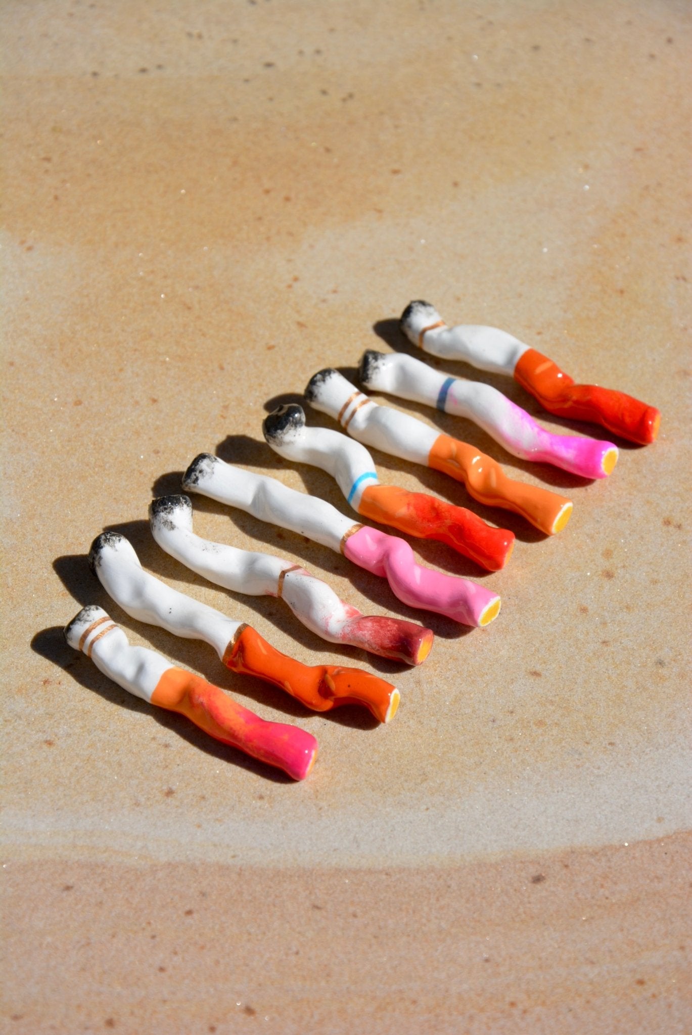 LONG VANITY CERAMIC CIGARETTES - SET OF EIGHT