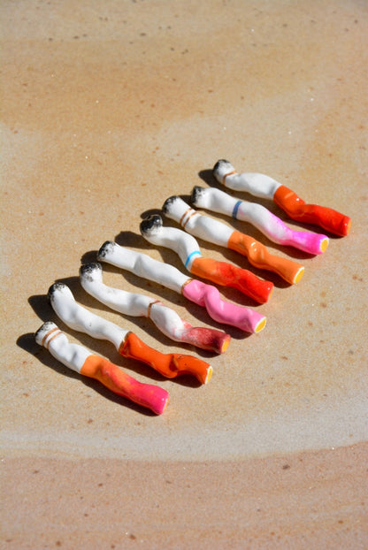LONG VANITY CERAMIC CIGARETTES - SET OF EIGHT