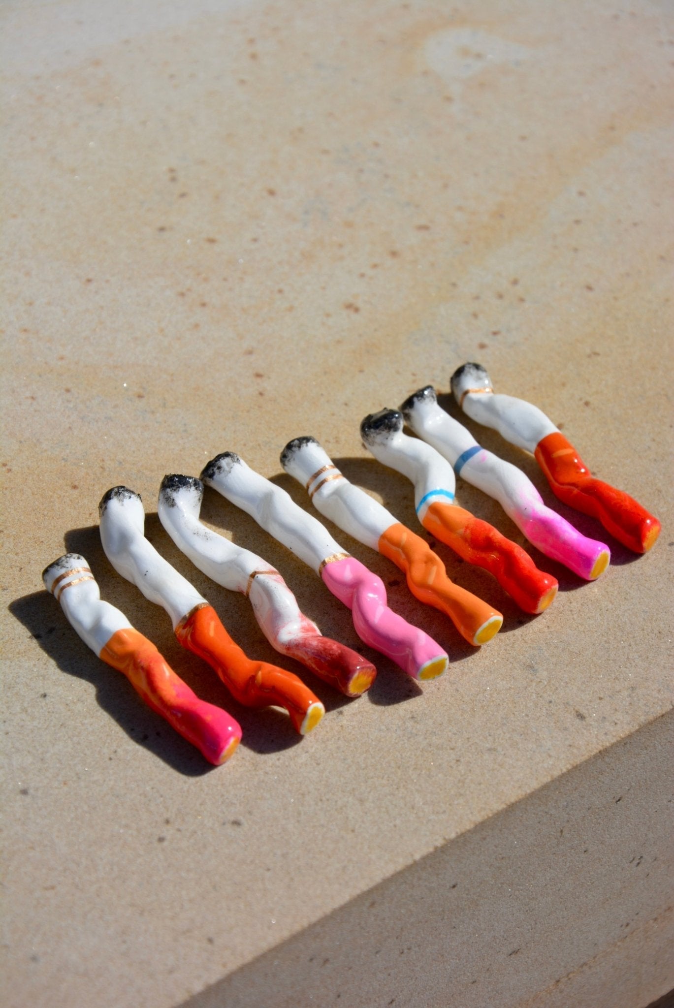 LONG VANITY CERAMIC CIGARETTES - SET OF EIGHT