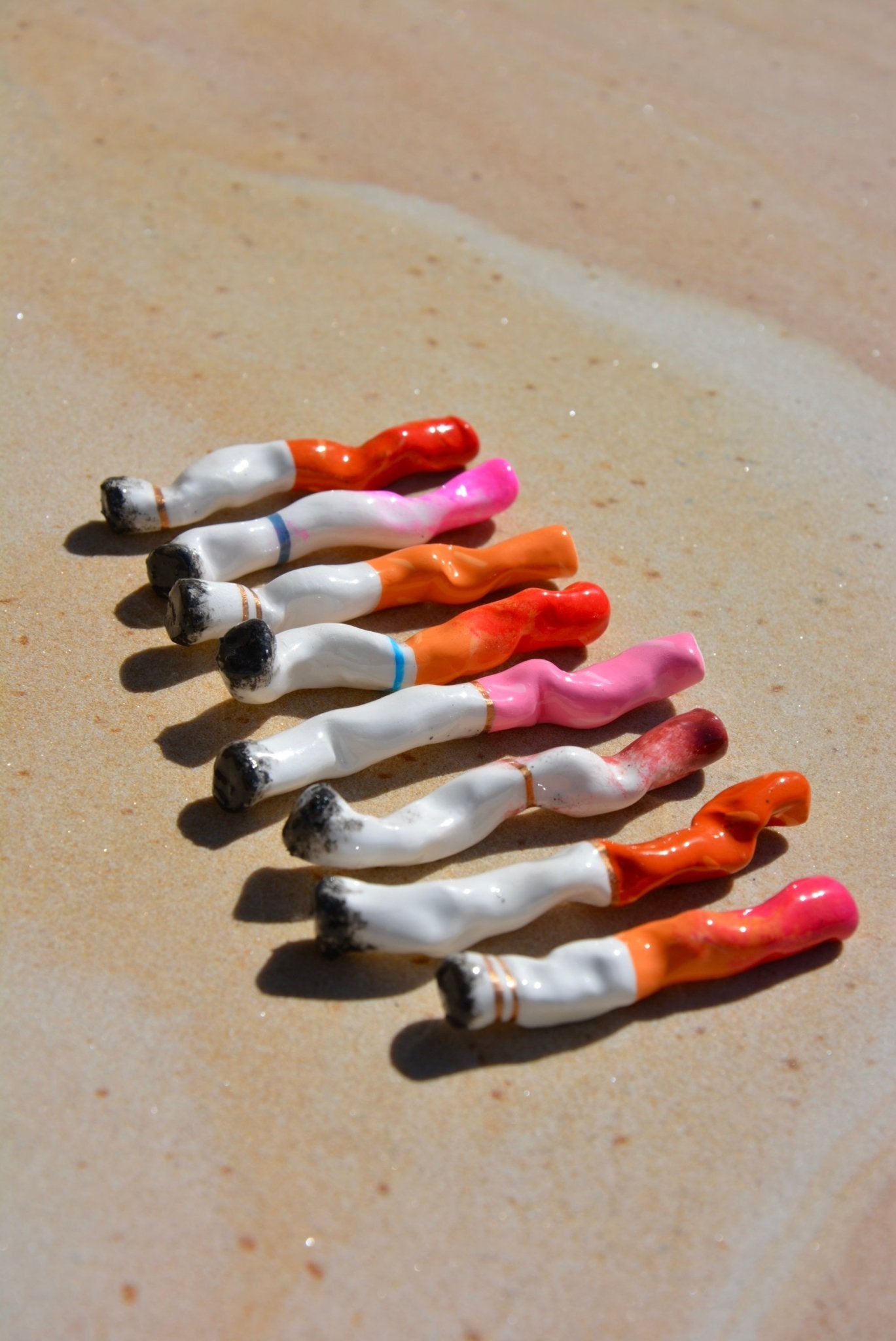 LONG VANITY CERAMIC CIGARETTES - SET OF EIGHT