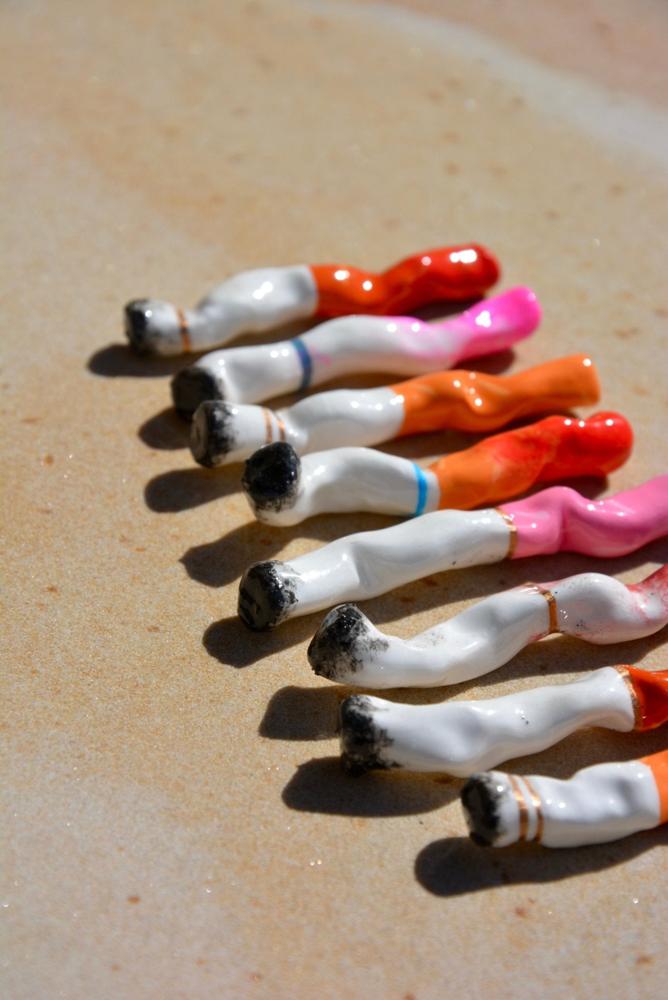 LONG VANITY CERAMIC CIGARETTES - SET OF EIGHT