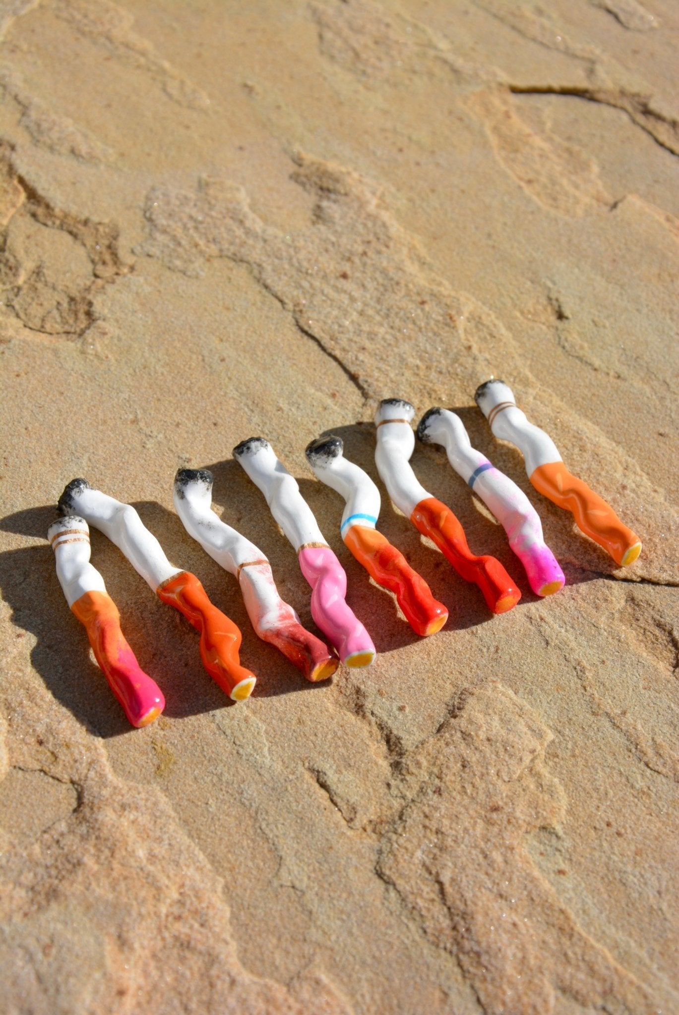 LONG VANITY CERAMIC CIGARETTES - SET OF EIGHT