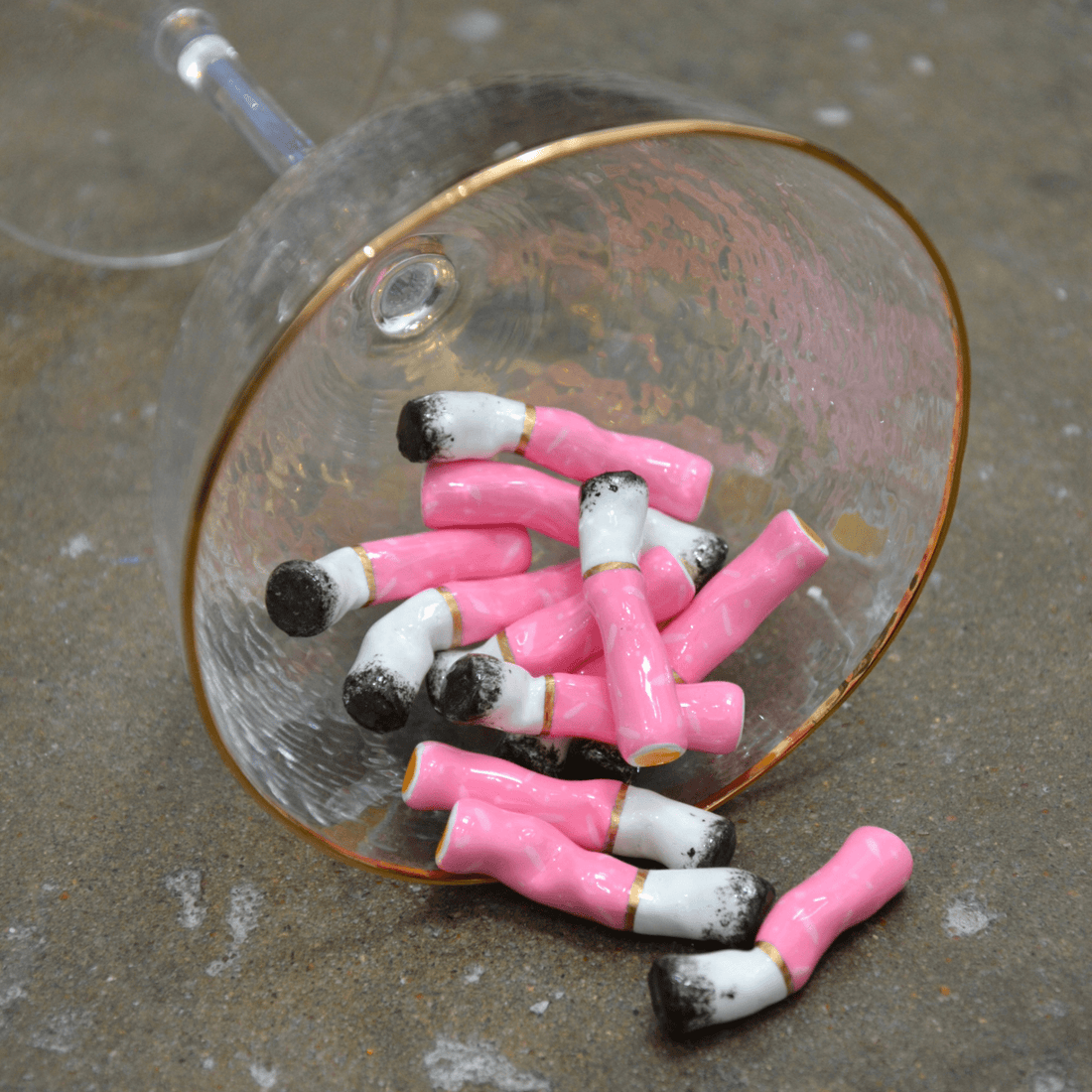 PINK CERAMIC CIGARETTES - SET OF THREE
