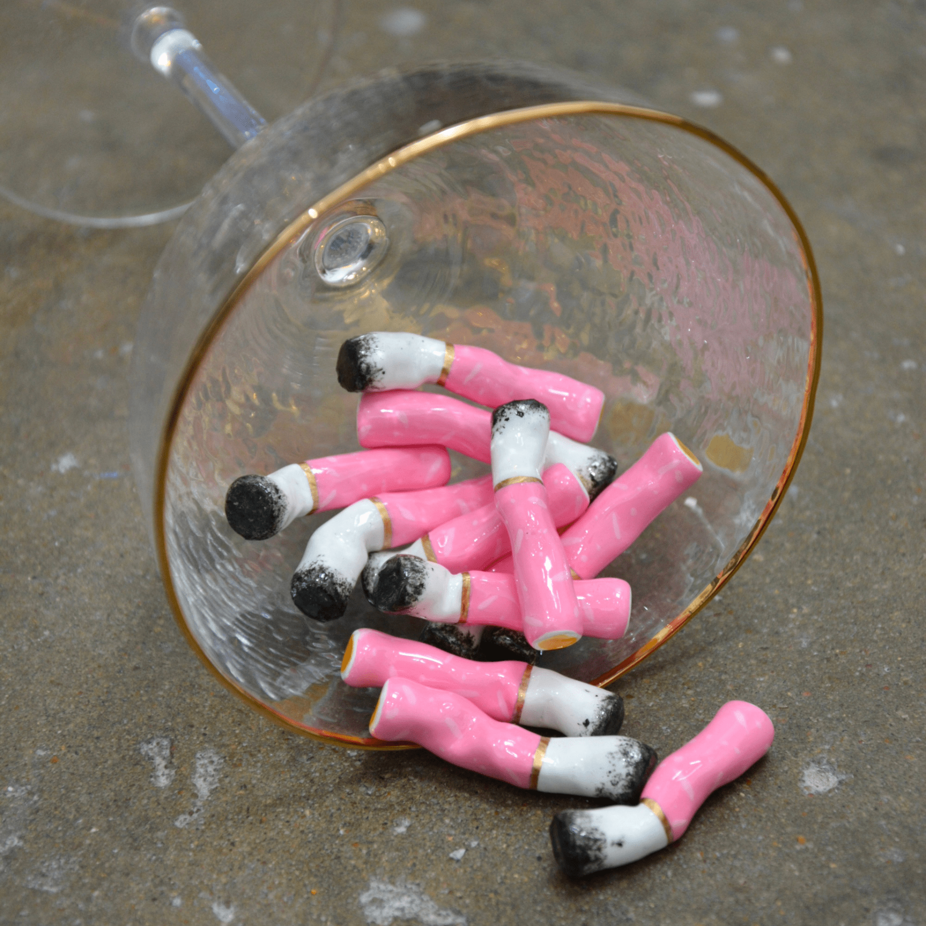 PINK CERAMIC CIGARETTES - SET OF THREE