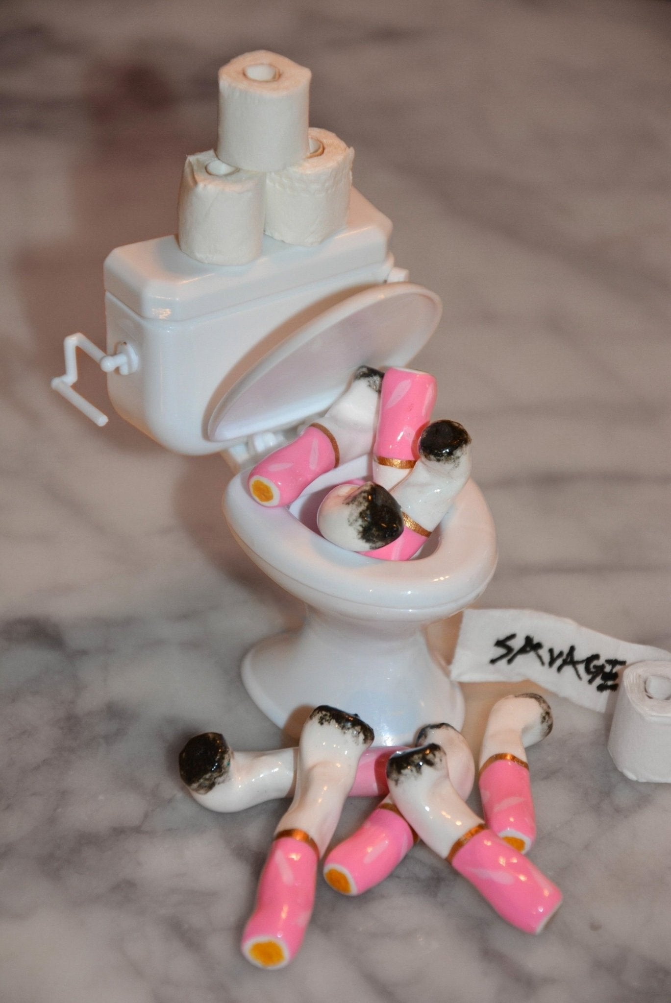 PINK CERAMIC CIGARETTES - SET OF THREE