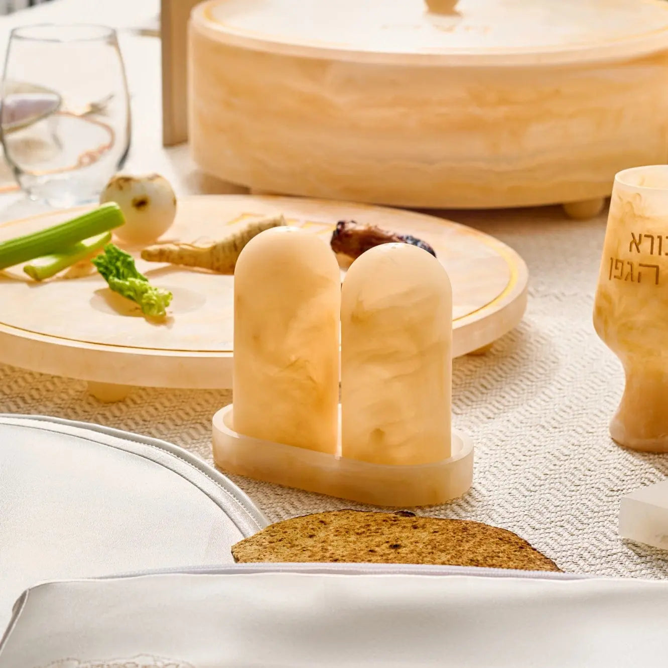 Resin Salt Shaker Set with Tray