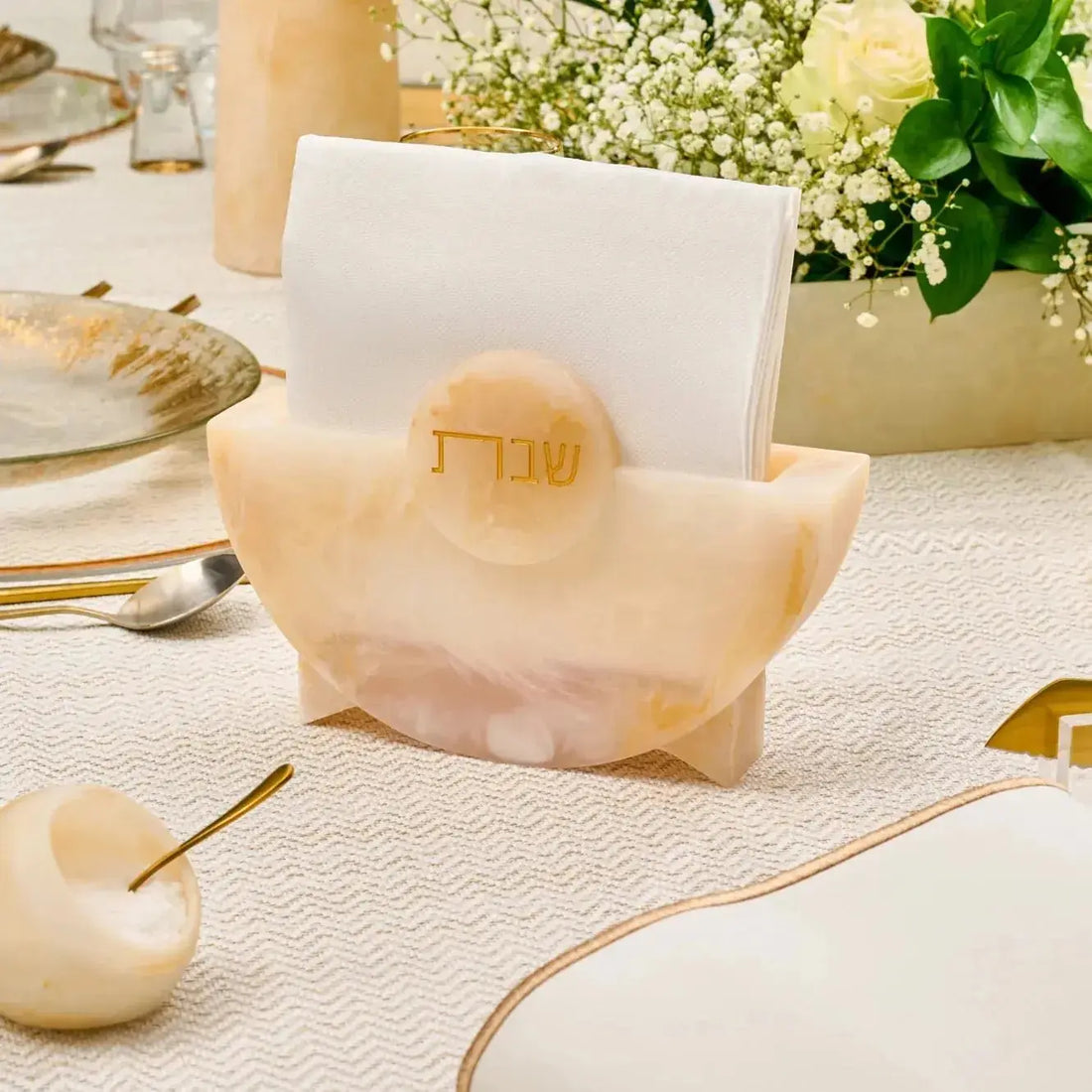 Round Shabbos Resin Napkin Holder
