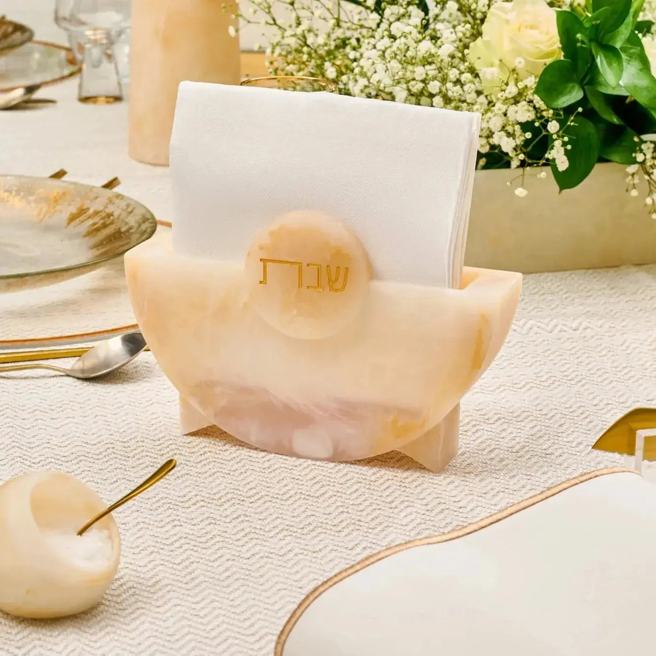 Round Shabbos Resin Napkin Holder