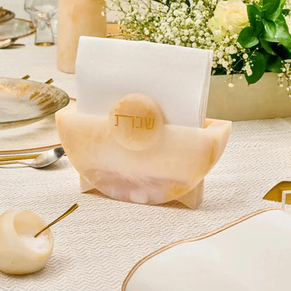 Round Shabbos Resin Napkin Holder