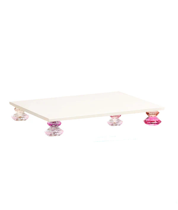 Allison Pearl  White/ Pink Diamond Stack Crystal Tray