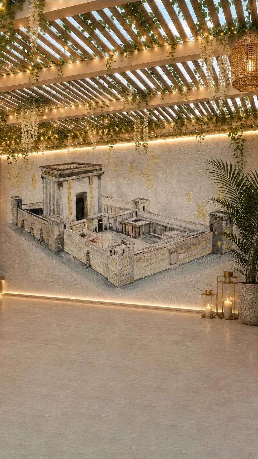 Bais Hamikdash by Judy Vinyl Sukkah Decoration