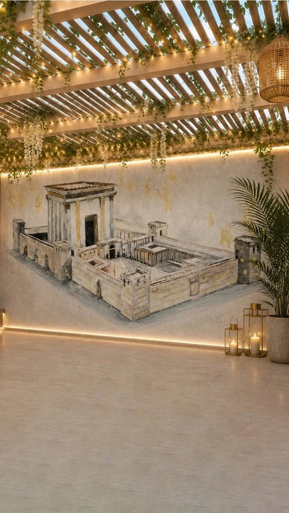 Bais Hamikdash by Judy Vinyl Sukkah Decoration
