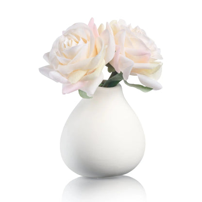 White Faux Floral Teardrop Vase