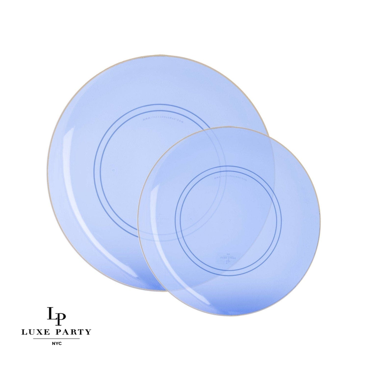 Round Transparent Bartenura Blue  • Gold Plastic Plates | 10