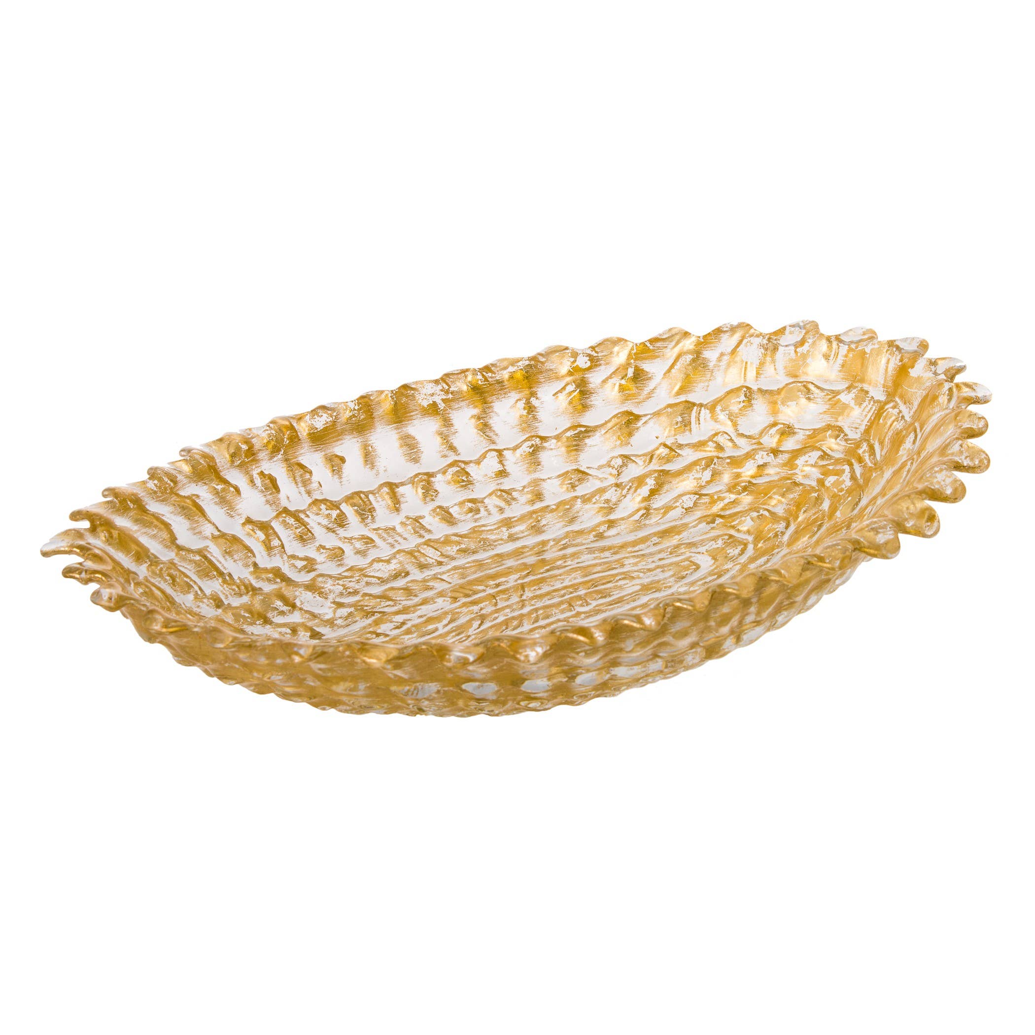 Gold Beveled Oval Bowl - Small