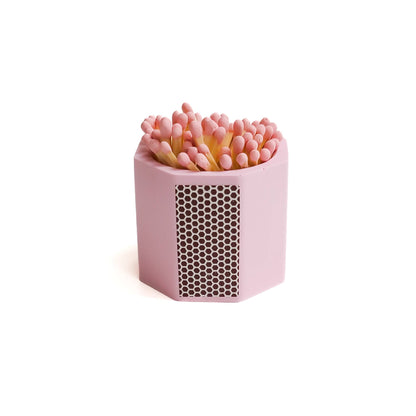 Pink Hexagon Vessel with Baby Pink Matchsticks