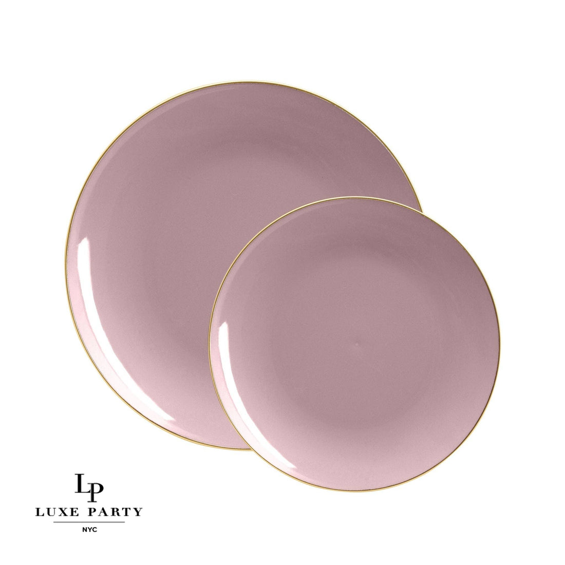 Round Mauve • Gold Plastic Plates | 10 Pack DINNER PLATES